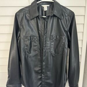 H&M Black Lightweight Shirt Jacket with Classic Collar